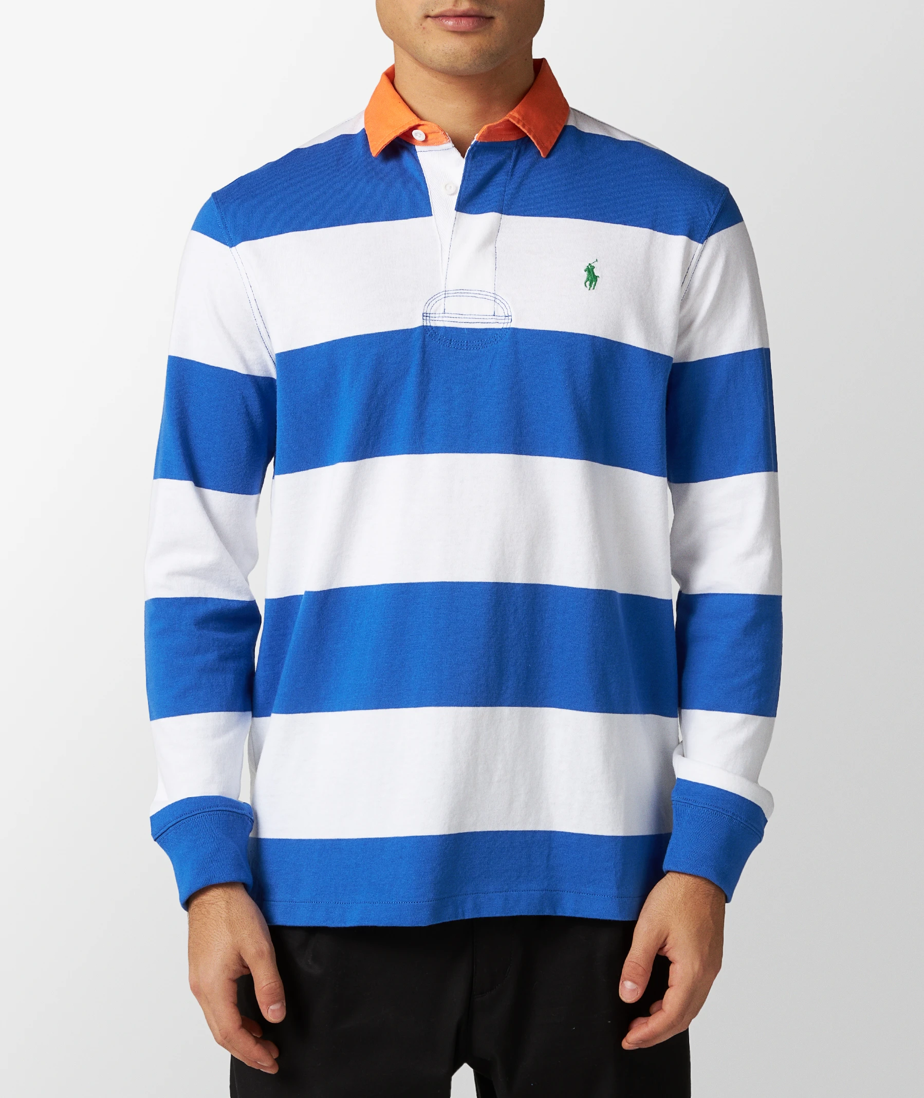 Polo Ralph Lauren Block Stripe Rugby Long Sleeve Polo Shirt in