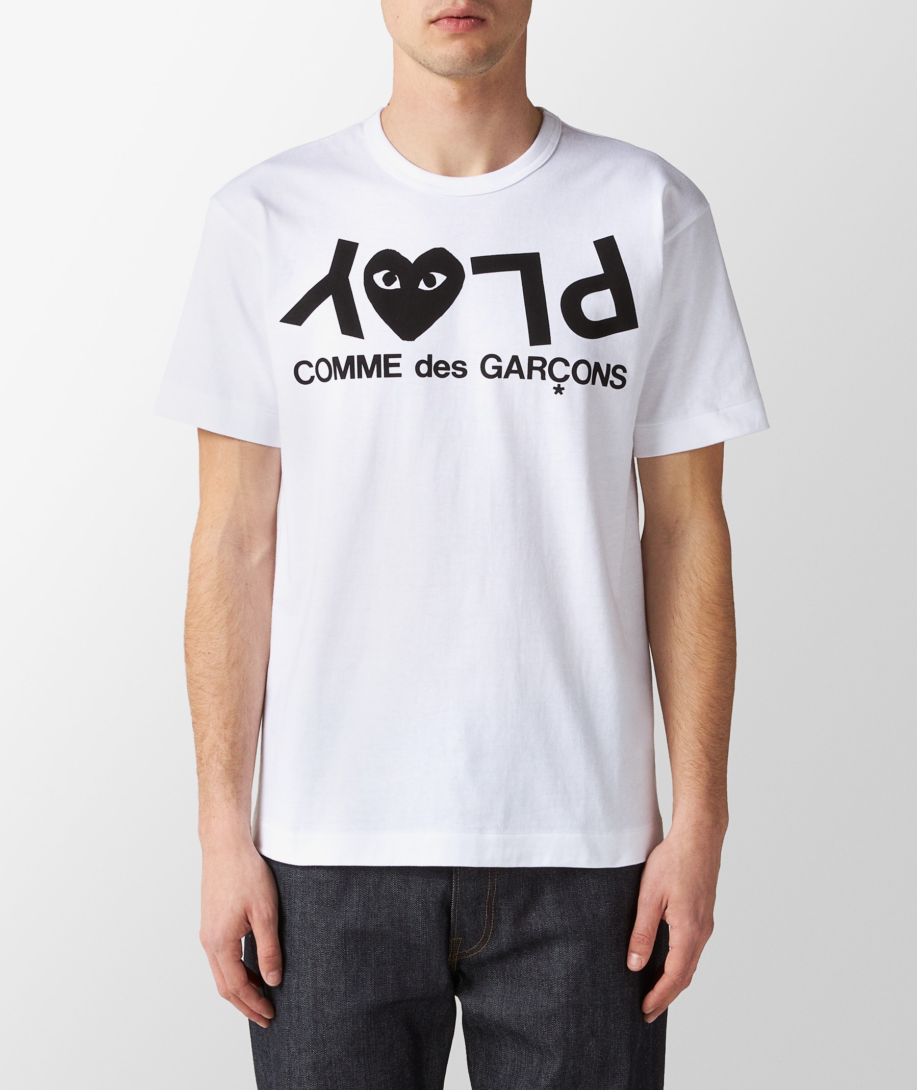 White Comme des Garçons Play Reserve Play Logo T-Shirt | SVD