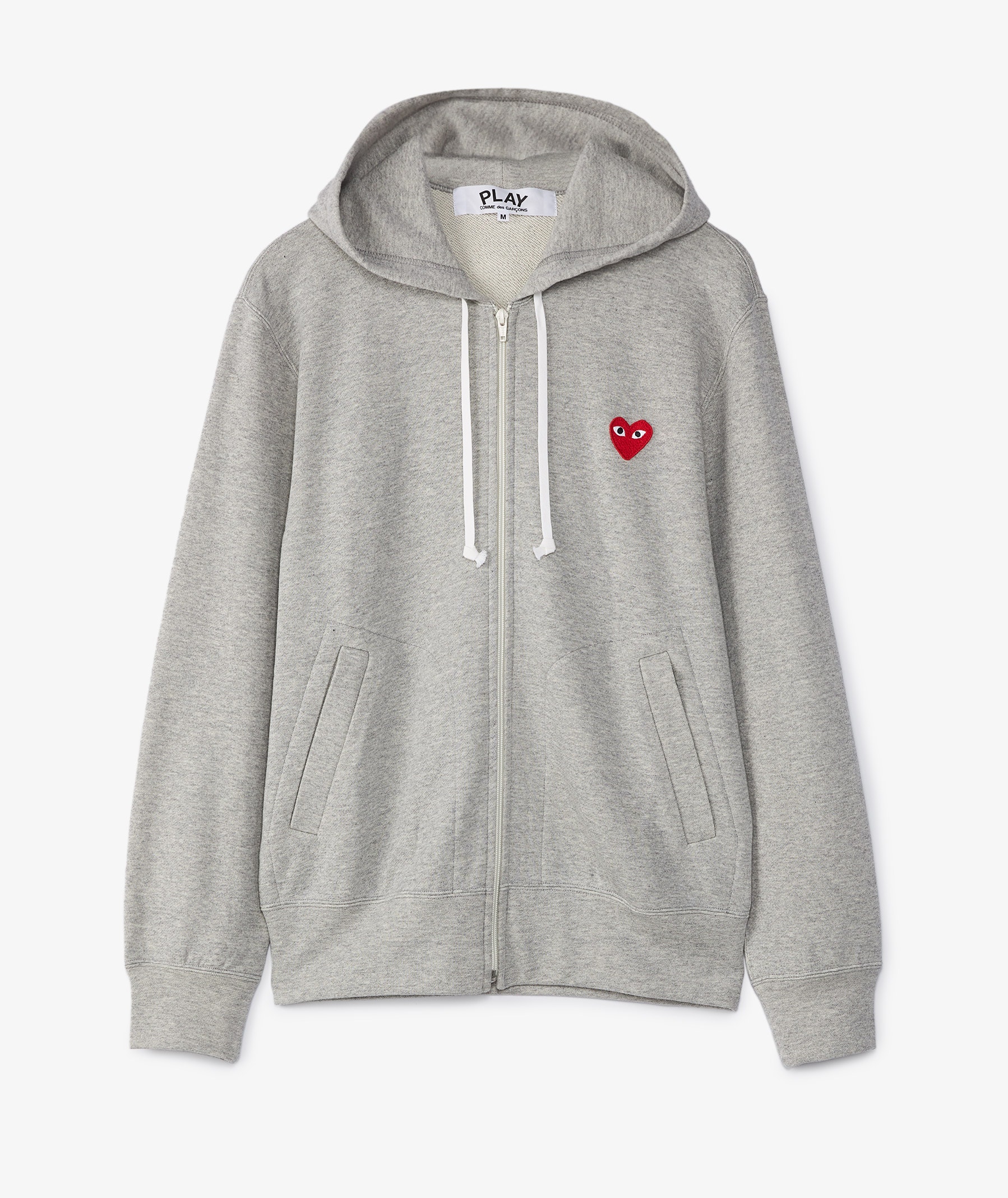 Grey Comme des Garçons Play Red Heart Zip Hoodie | SVD