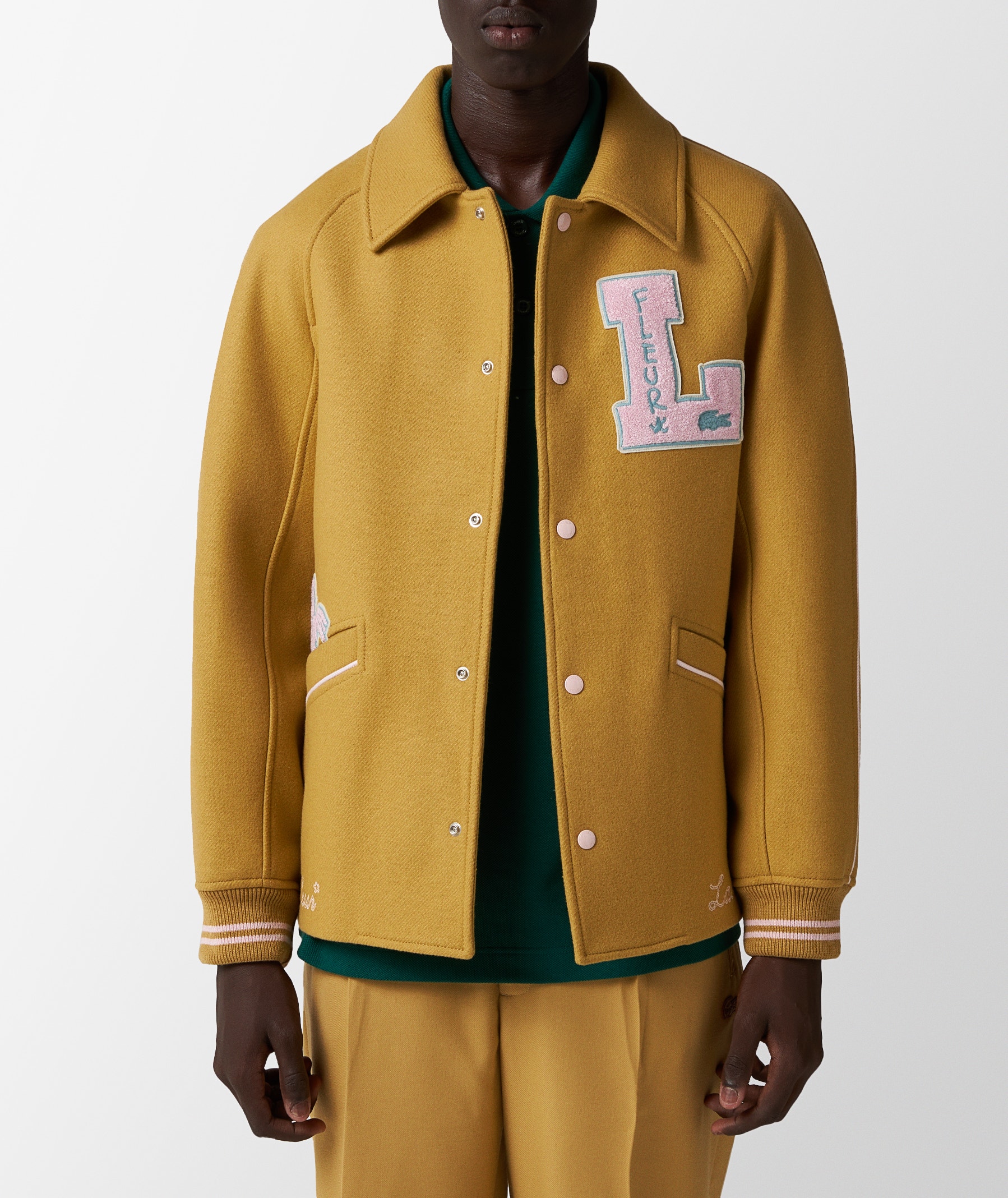LACOSTE Varsity Jacket x le FLEUR in Yellow | SVD USA