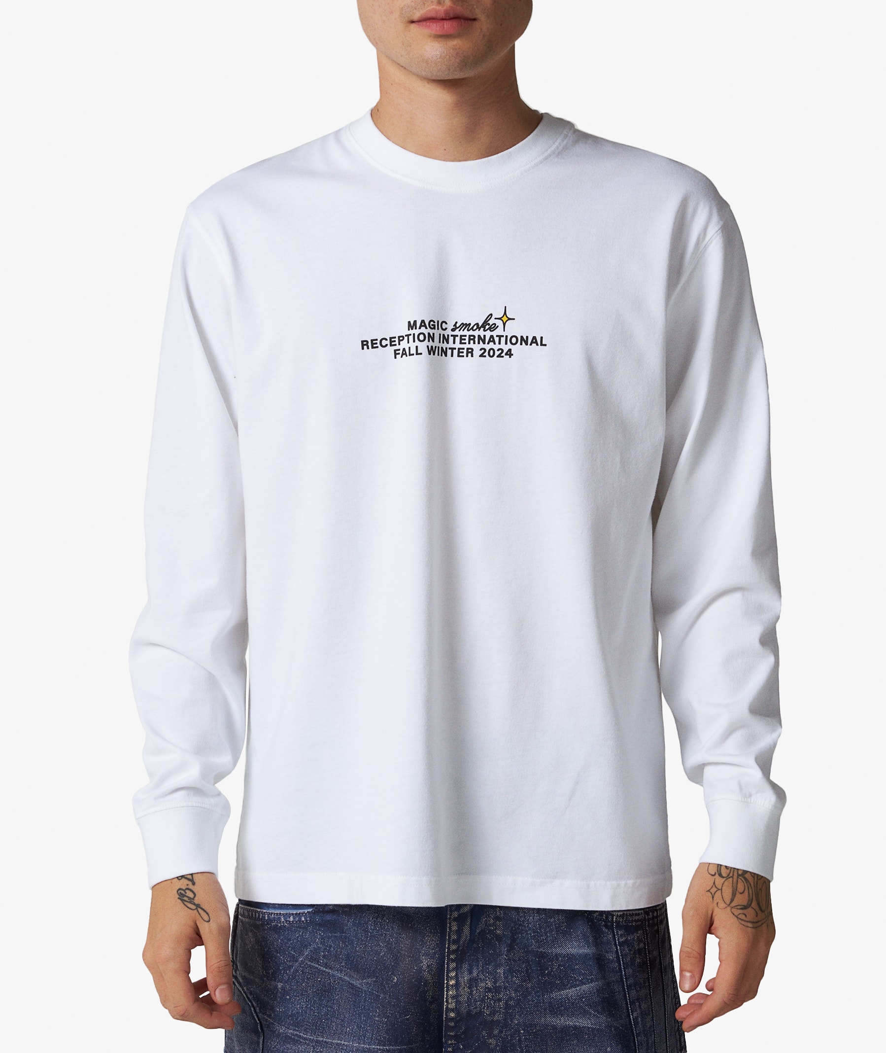 Reception Kiff Long Sleeve T-Shirt in White | SVD USA
