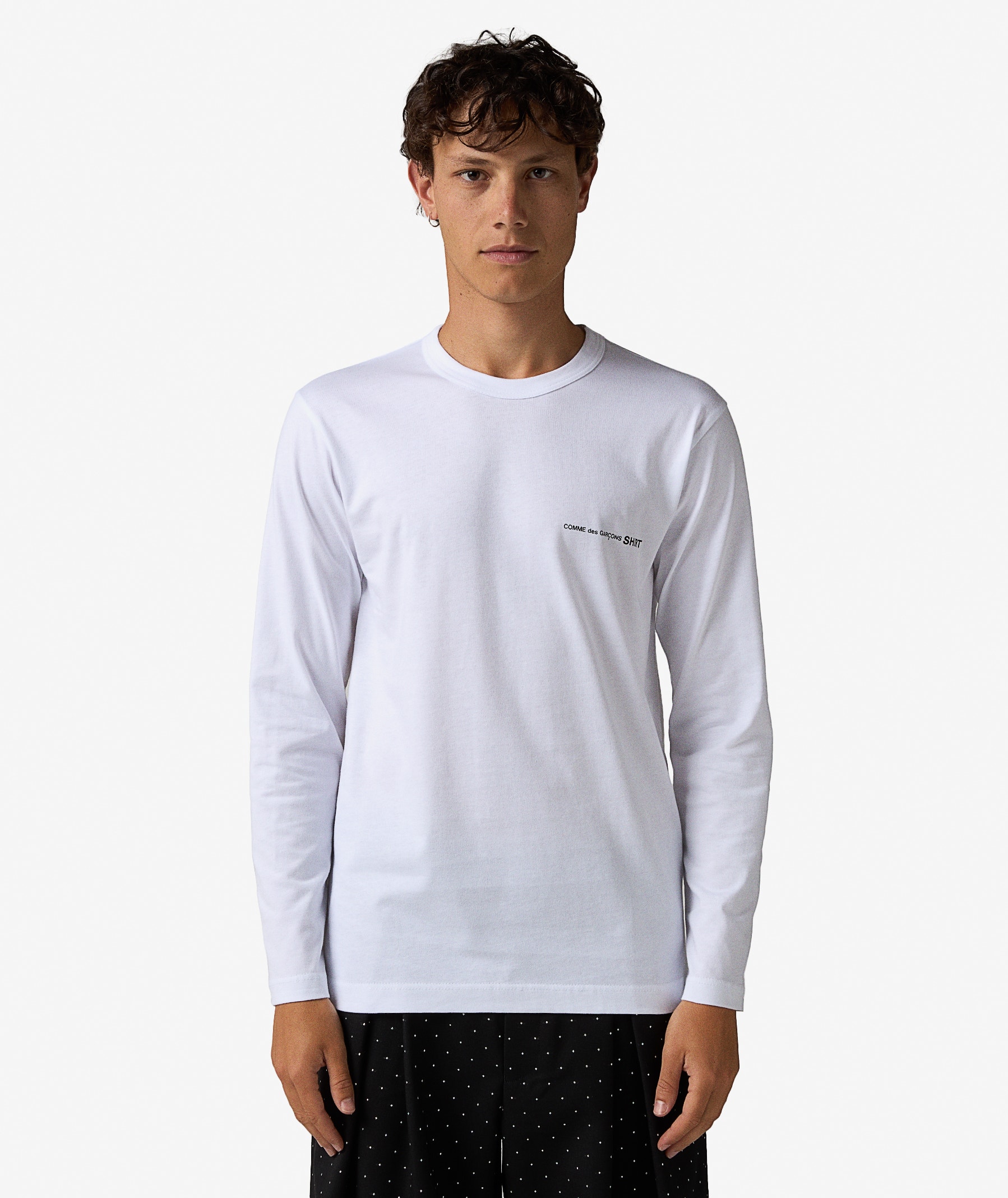 Comme des Garçons Shirt Logo Long Sleeve T-Shirt | White | SVD USA