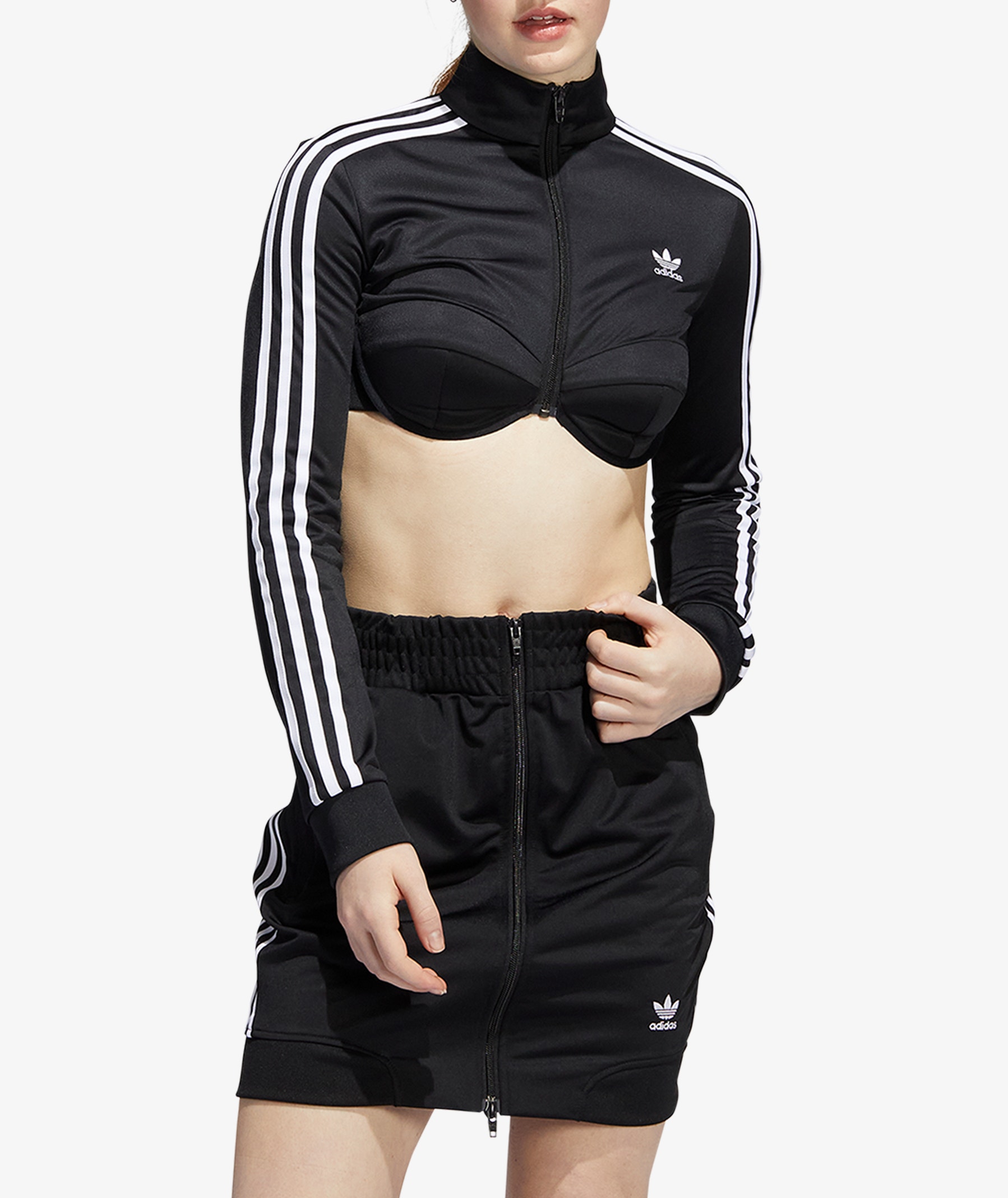 Black adidas Women's Firebird Monogram Crop Top x Jeremy Scott | SVD