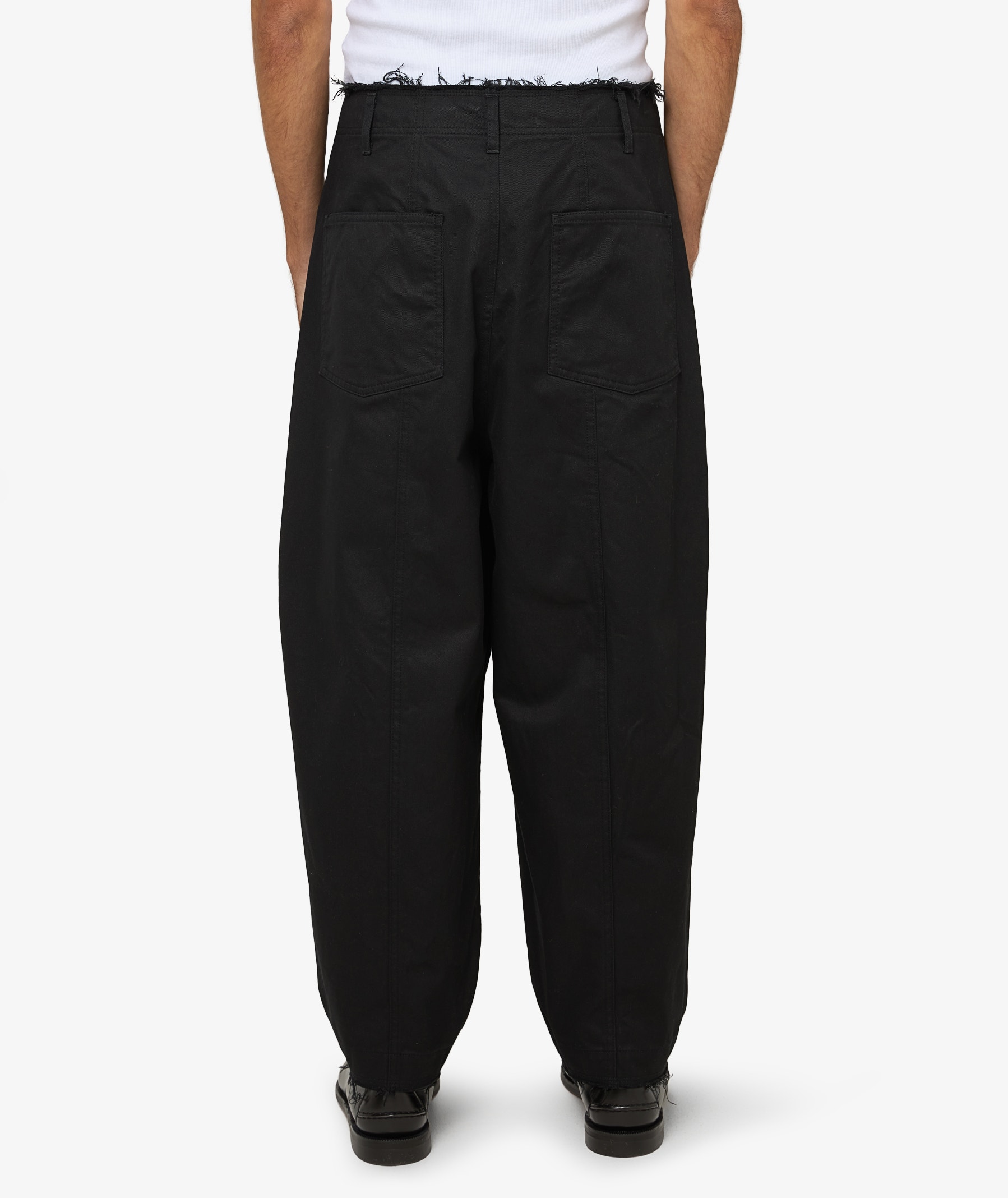 Comme des Garçons Homme Raw Hem Barrel Leg Pants | Black | SVD USA