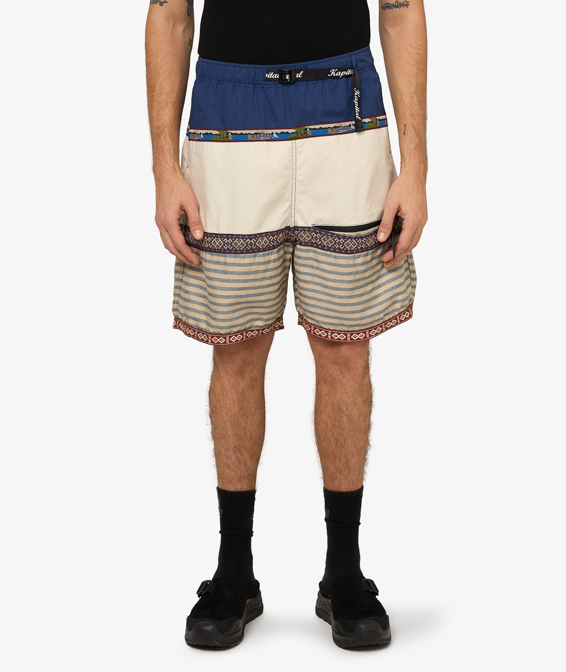 KAPITAL Patchwork Eco Baka Shorts | K2505SP221-BL | SVD USA