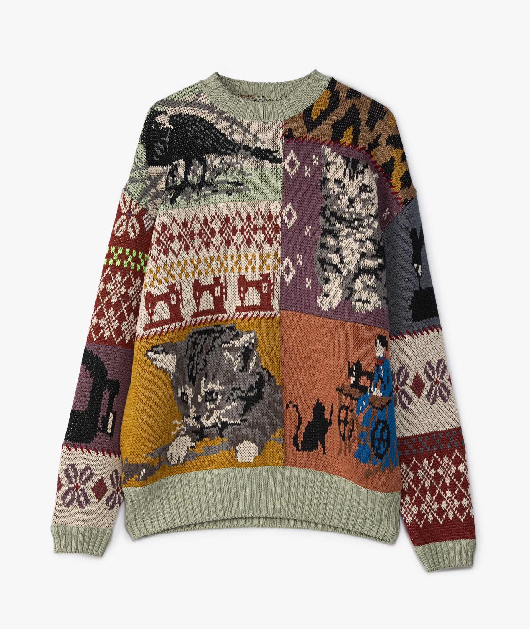 SOFTHYPHEN Quilting Mix Mohair Cardigan in Multicolor | SVD USA