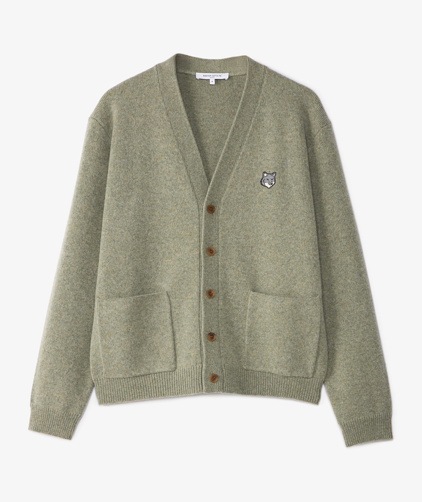 MAISON KITSUNÉ Fox Head Milano Lambswool Cardigan | PM00510KT1180