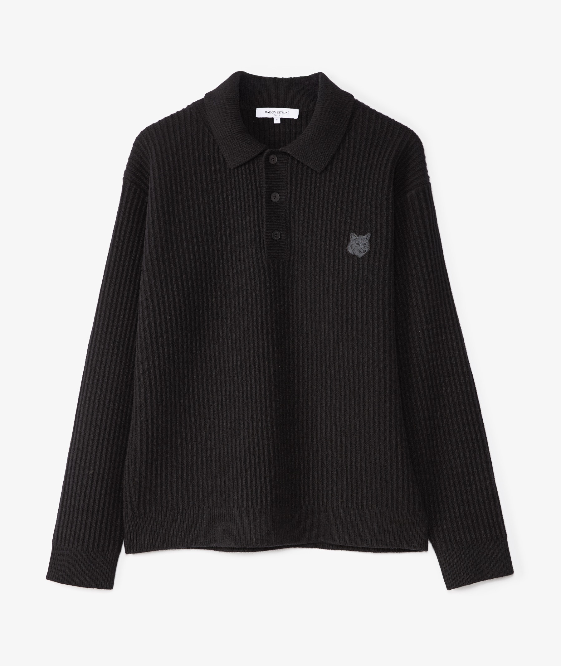 MAISON KITSUNÉ Fox Head Wool Ribbed Polo Sweater | Men | SVD
