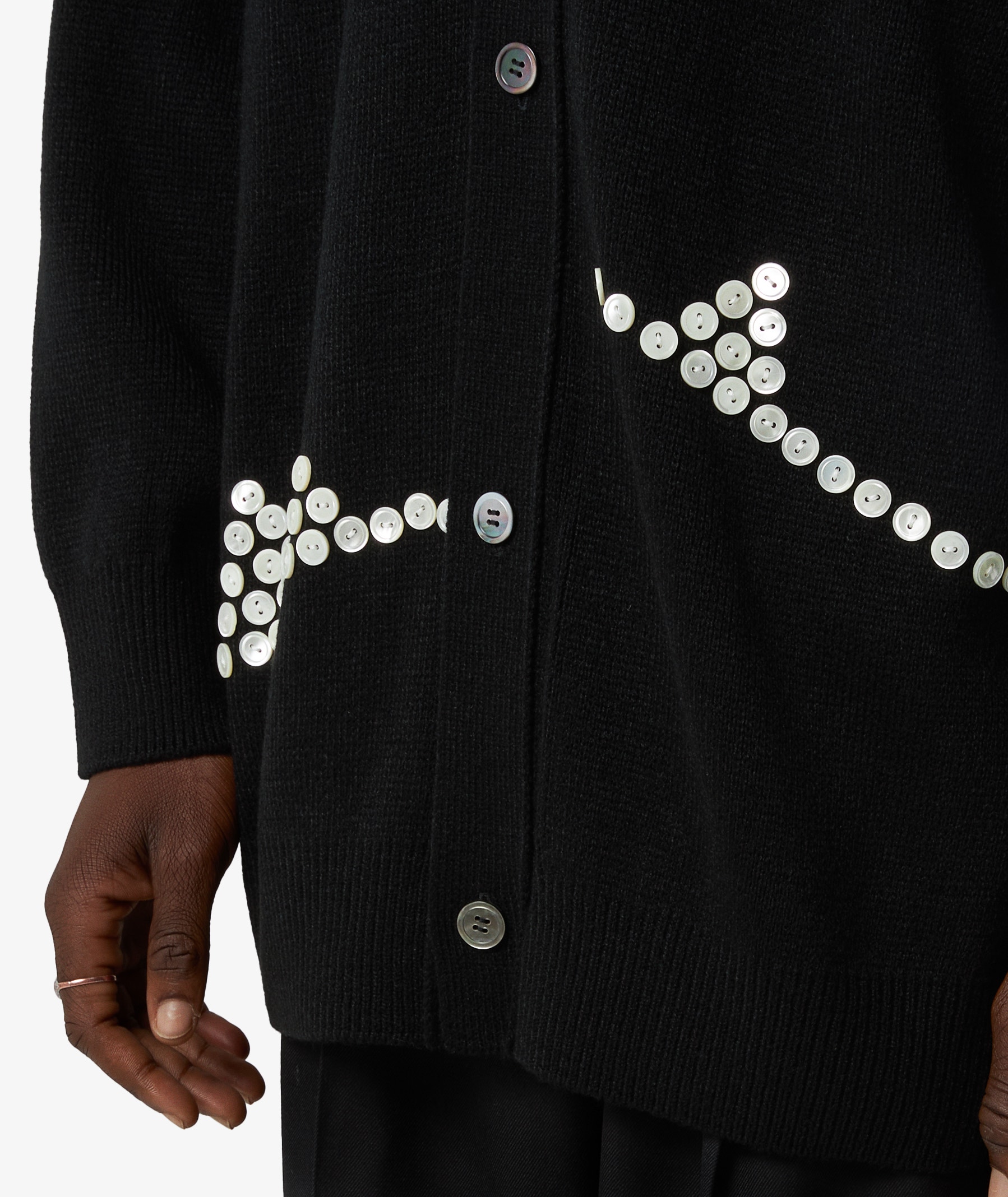 Comme des Garçons Homme Plus Button Stitched Cardigan in Black | SVD