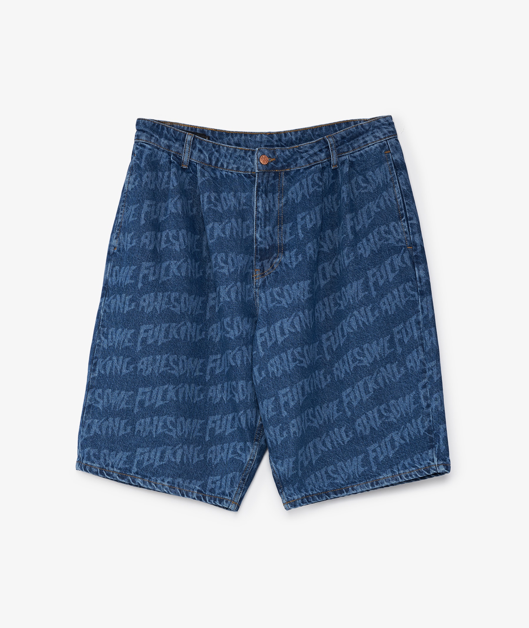 Fucking Awesome Baggy Pleated Denim Shorts in Blue | SVD USA