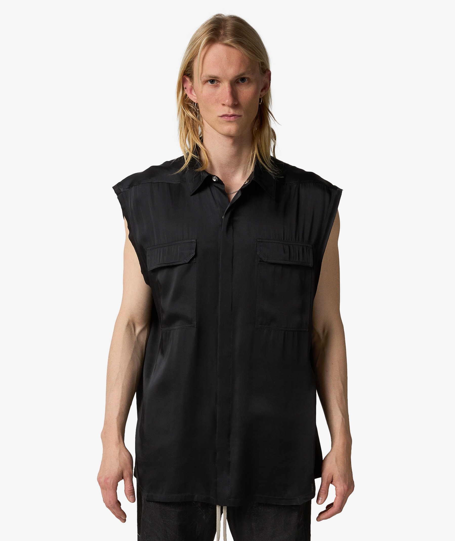 Rick Owens Jumbo Sleeveless Shirt in Black | SVD USA