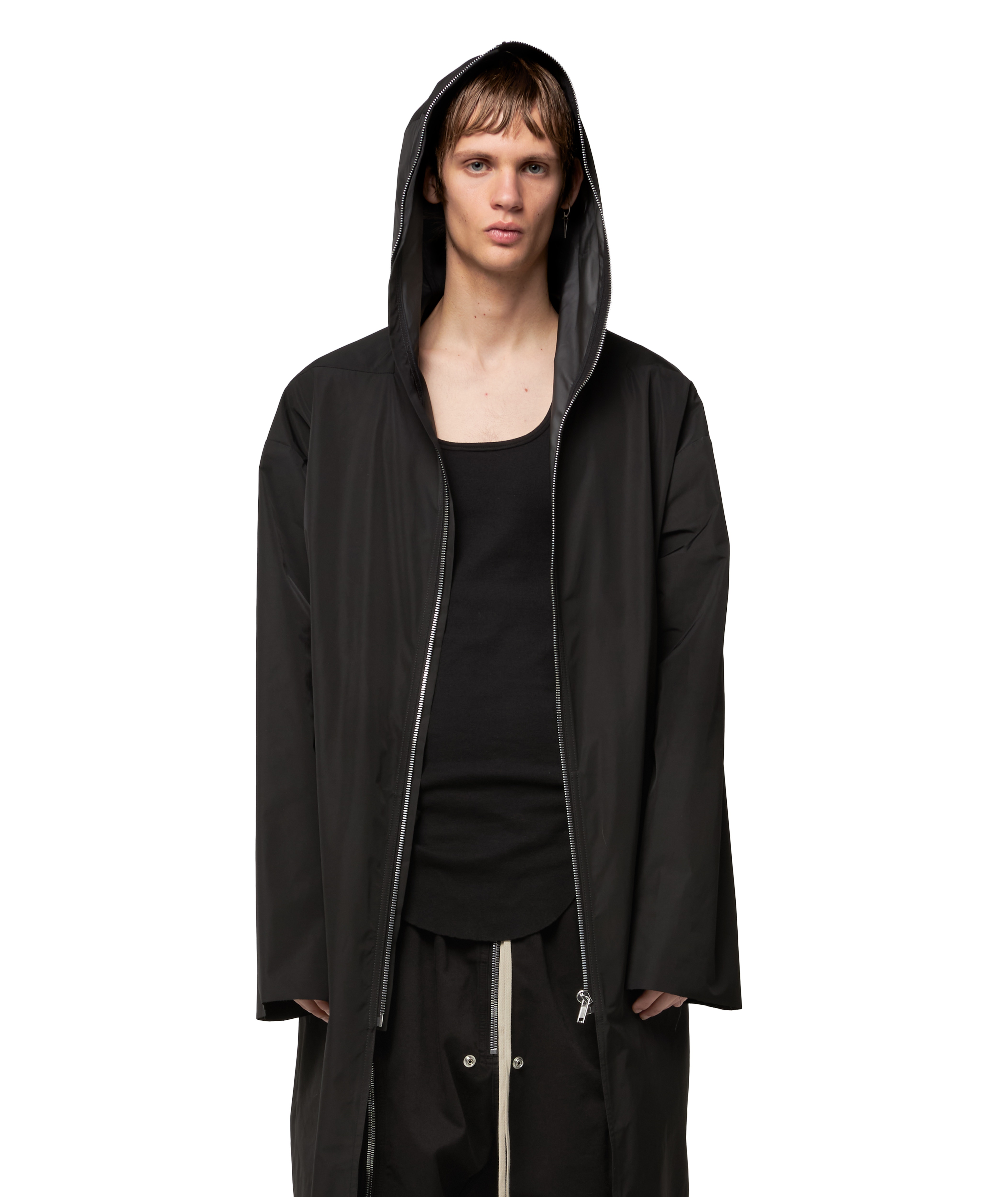 Rick Owens Hooded Gimp Robe Coat in black | SVD USA