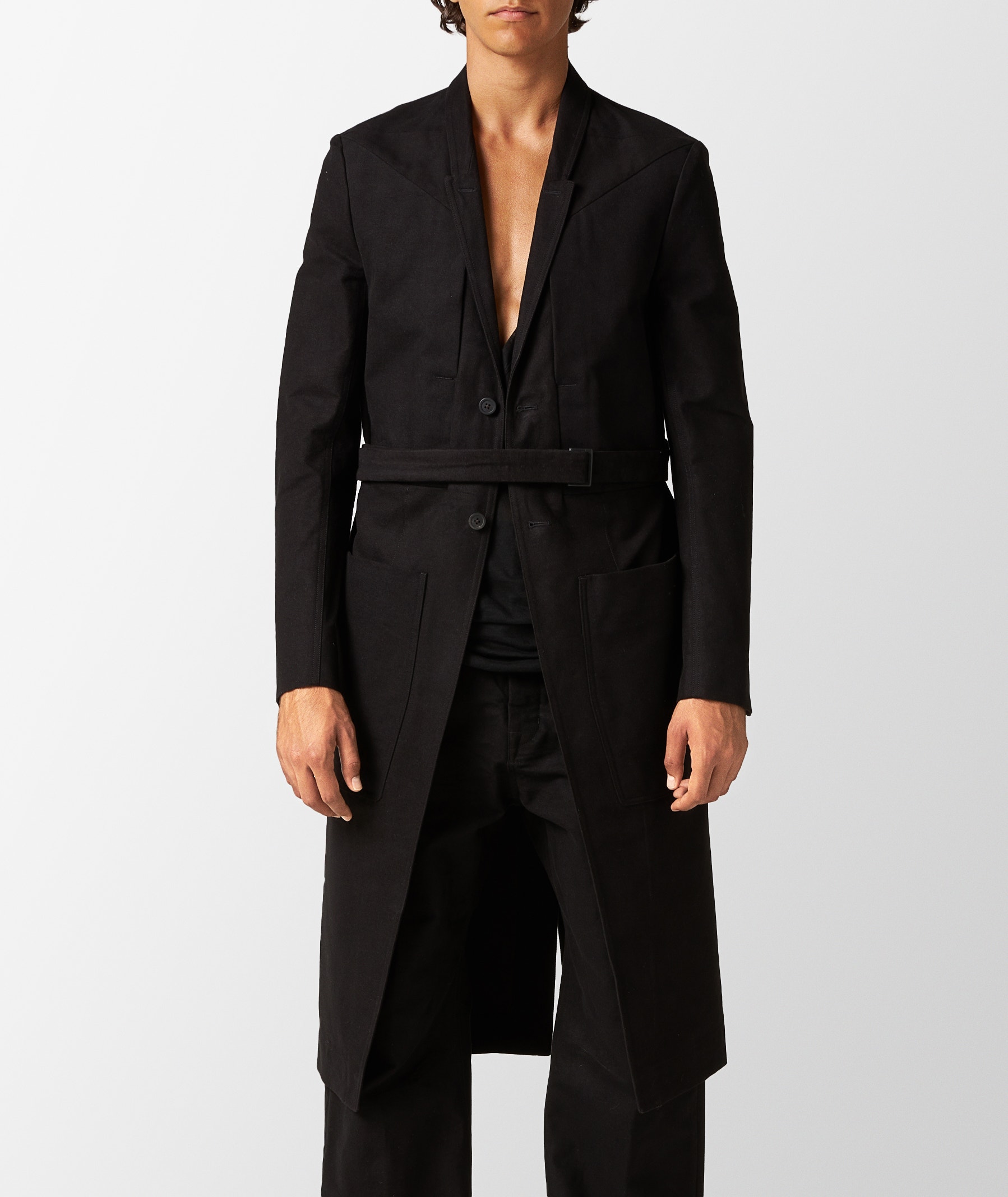 Black Rick Owens Fogpocket Lido Woven Coat | SVD