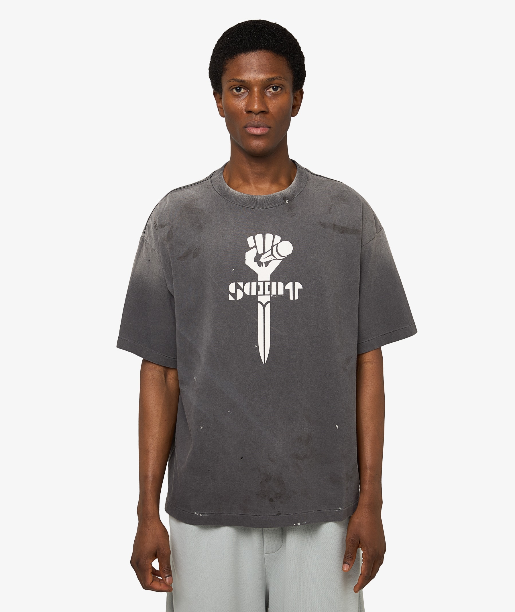 SAINT Mxxxxxx Fist T-Shirt | Charcoal | SVD USA