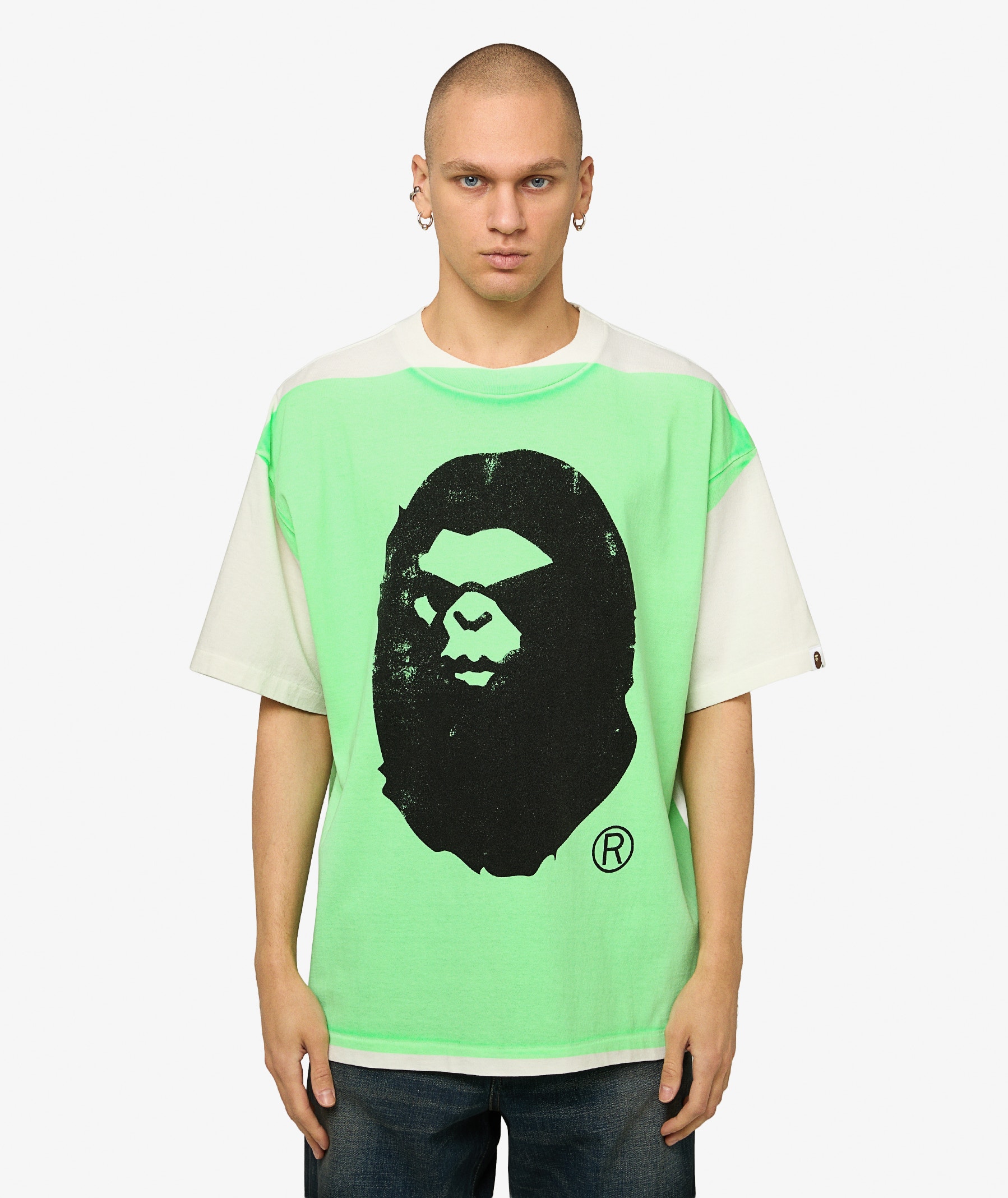 SAINT Mxxxxxx Hand Print T-Shirt x BAPE® | Neon Green | SVD USA