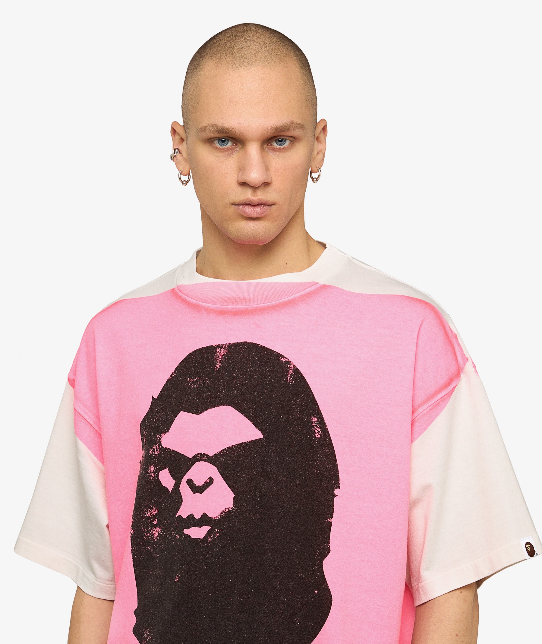SAINT Mxxxxxx Hand Print T-Shirt x BAPE® | Wht+pnk | SVD USA