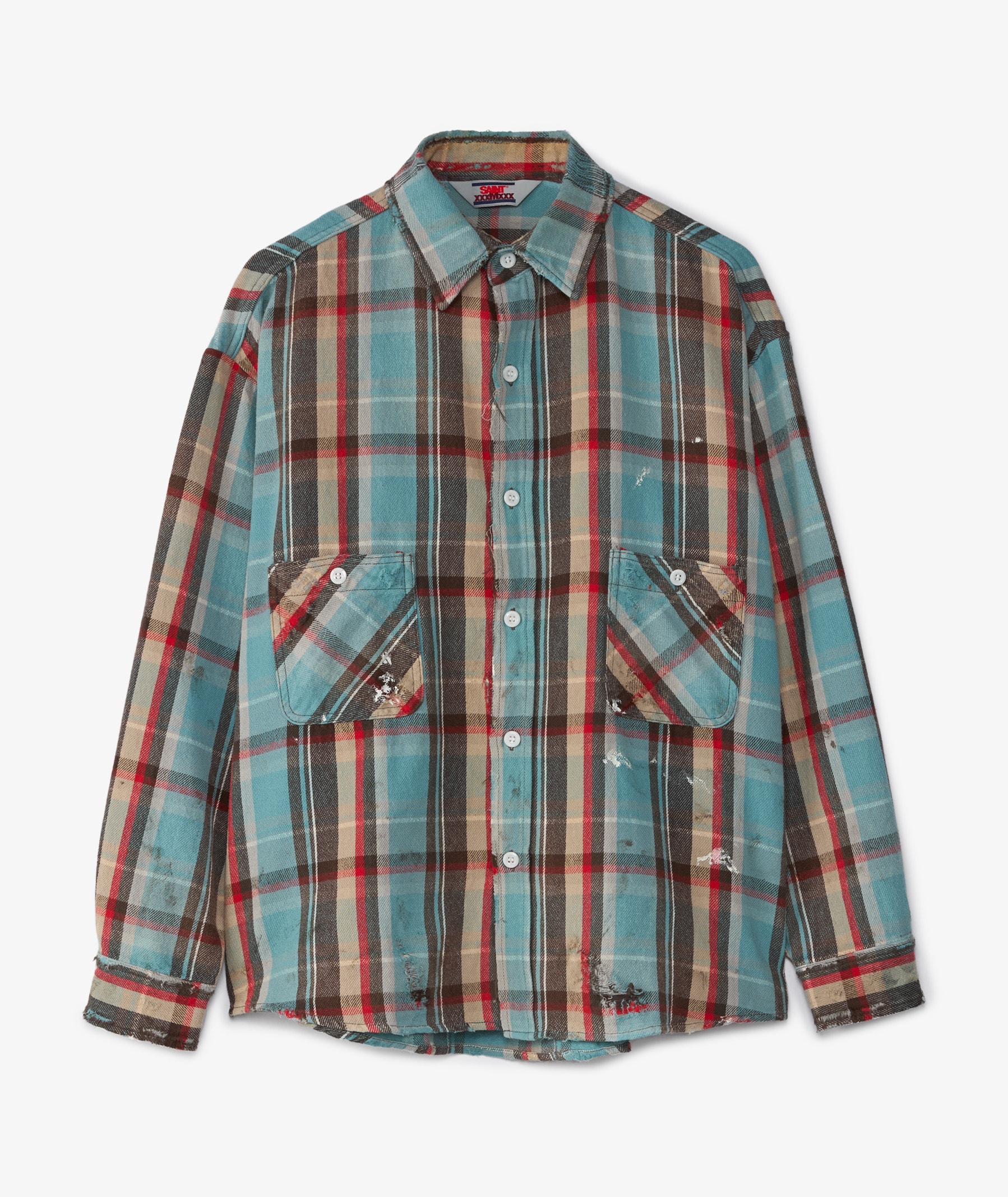 SAINT Mxxxxxx Check Flannel Shirt | Light Blue | SVD USA