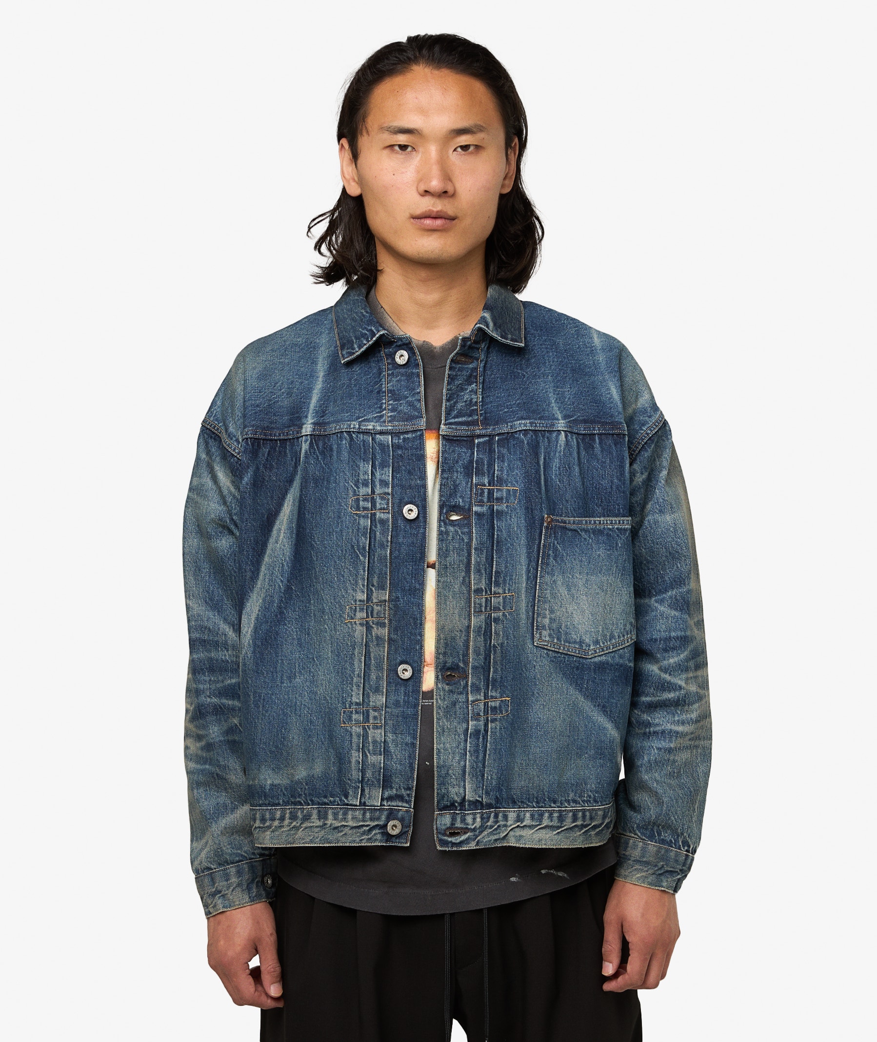 SAINT Mxxxxxx BJ Damaged Denim Jacket | SM-HR8-0000-C39 | SVD USA