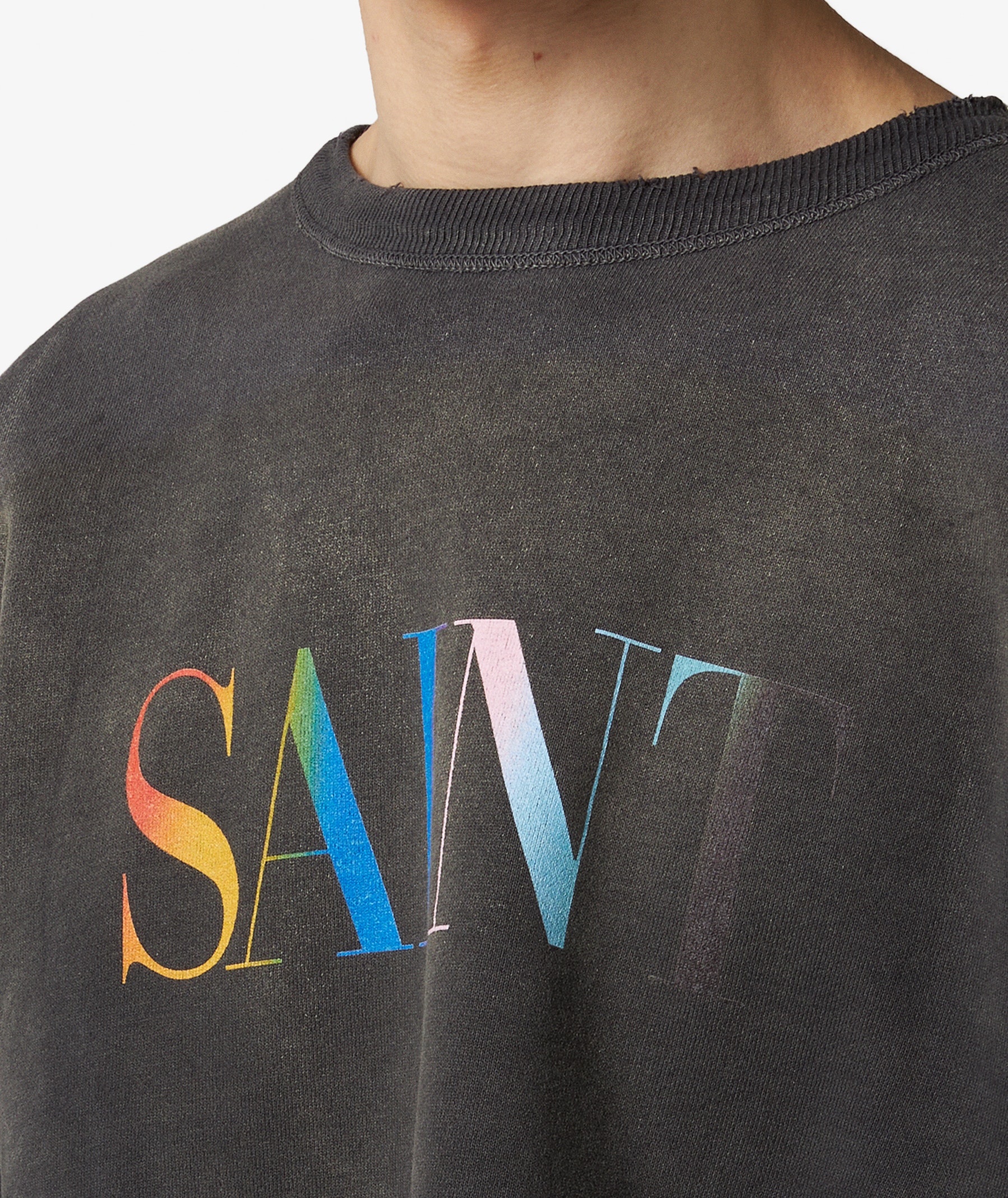 SAINT Mxxxxxx Rainbow Saint Crewneck in Dark Gray | SVD USA