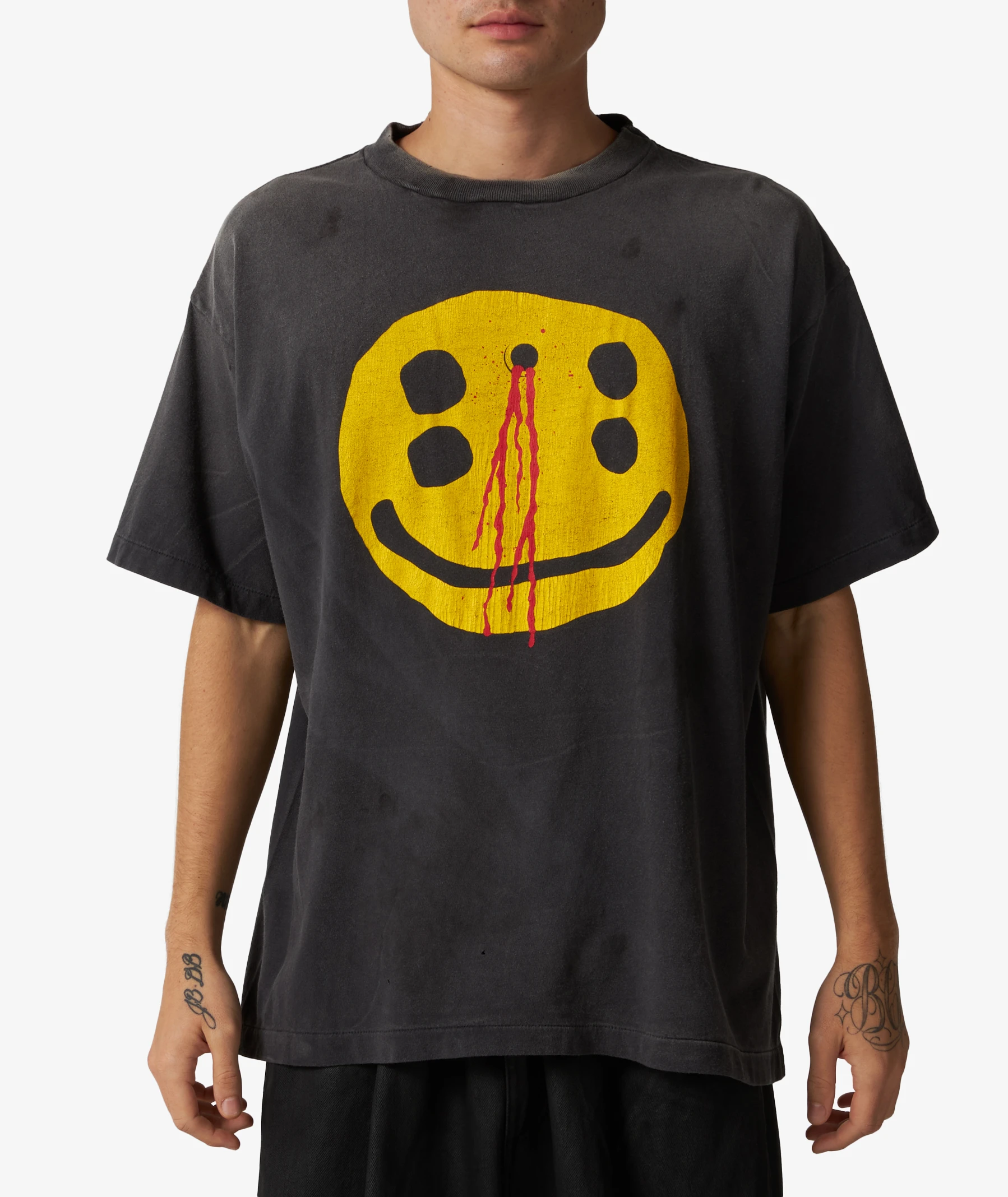 SAINT Mxxxxxx Smile T-Shirt x Cactus Plant Flea Market in Gray | SVD