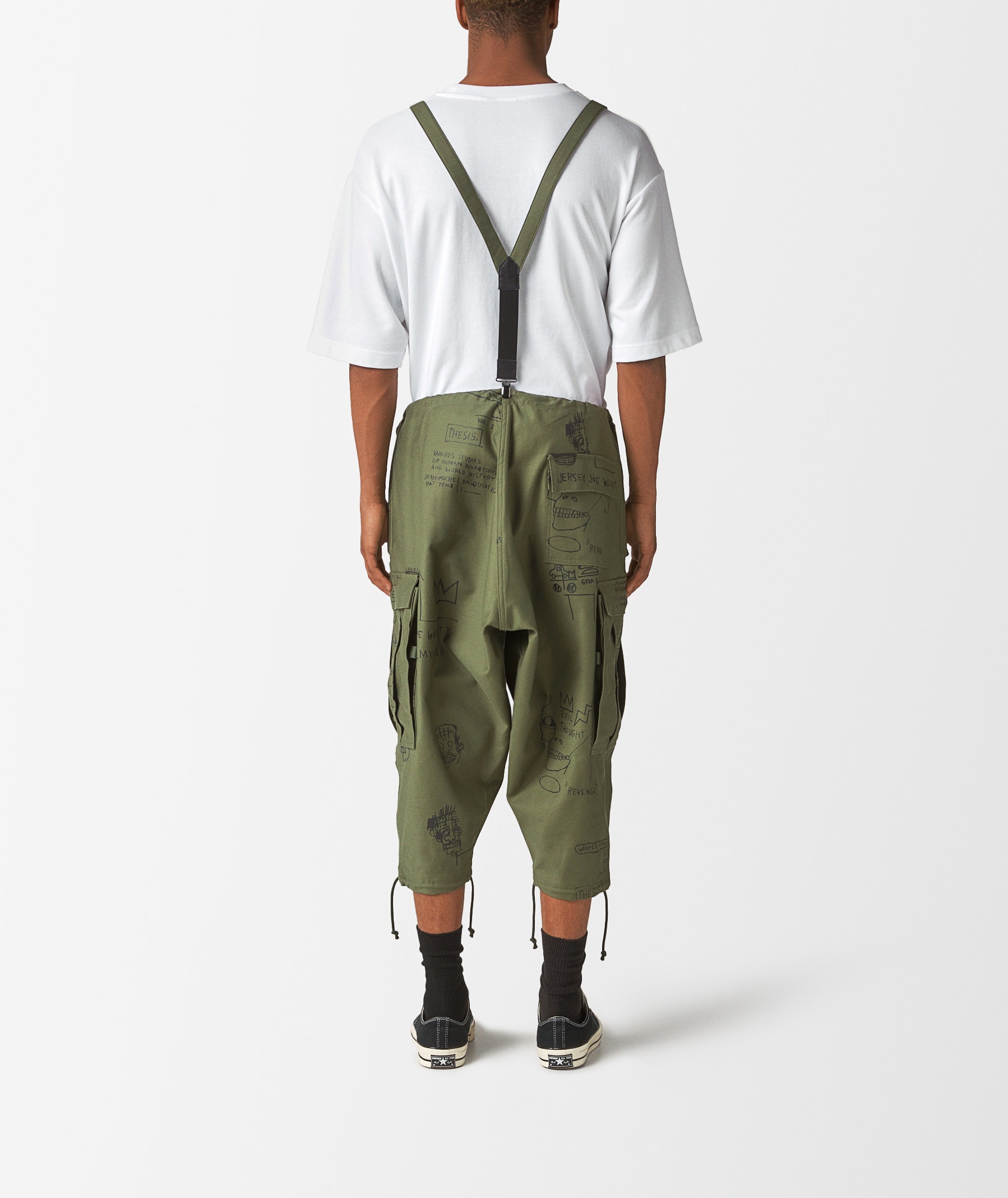 Green Junya Watanabe MAN Cropped Suspender Pants x Jean-Michel