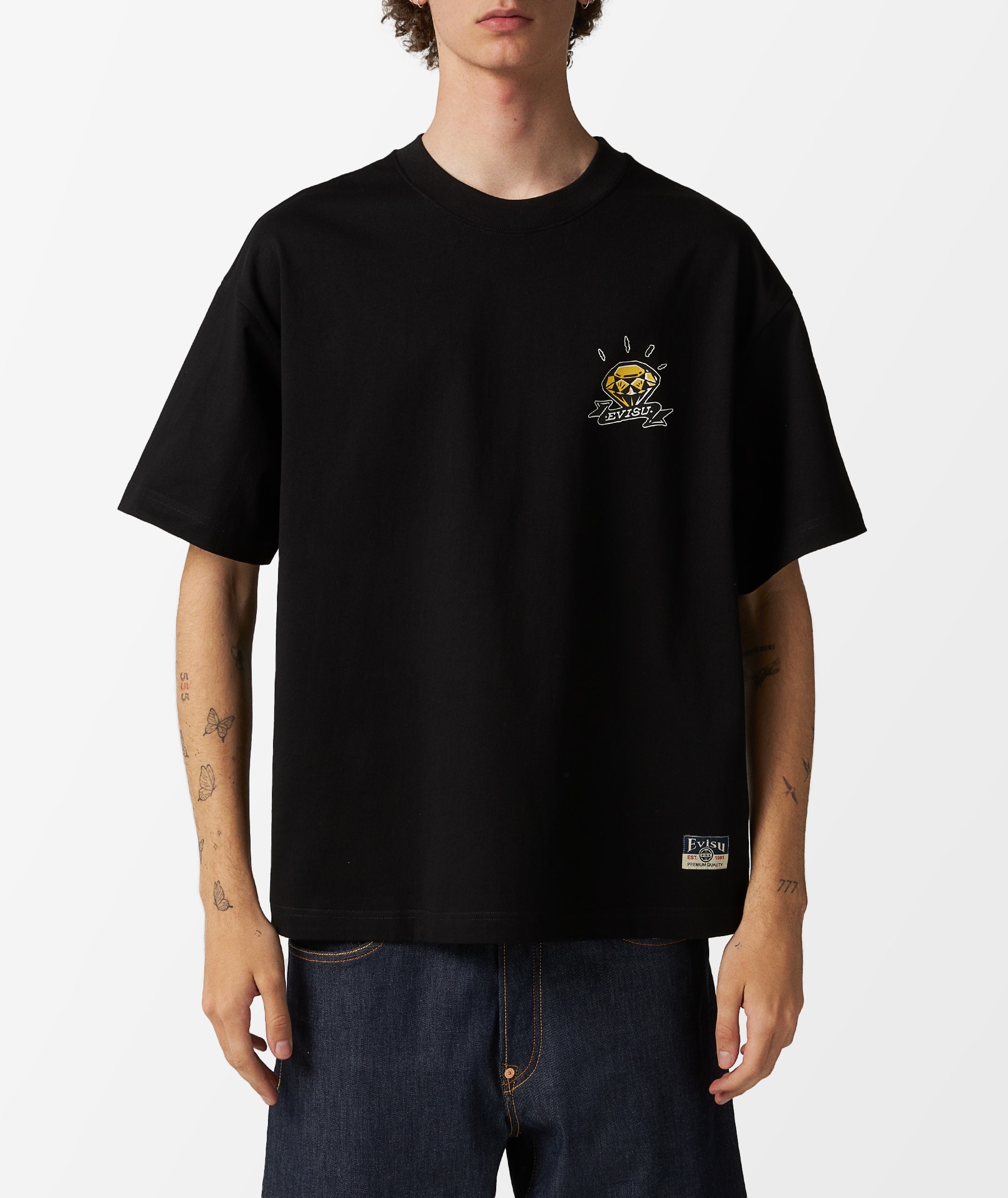 Evisu HT Diamond/Daruma Printed T-Shirt in Black | SVD USA