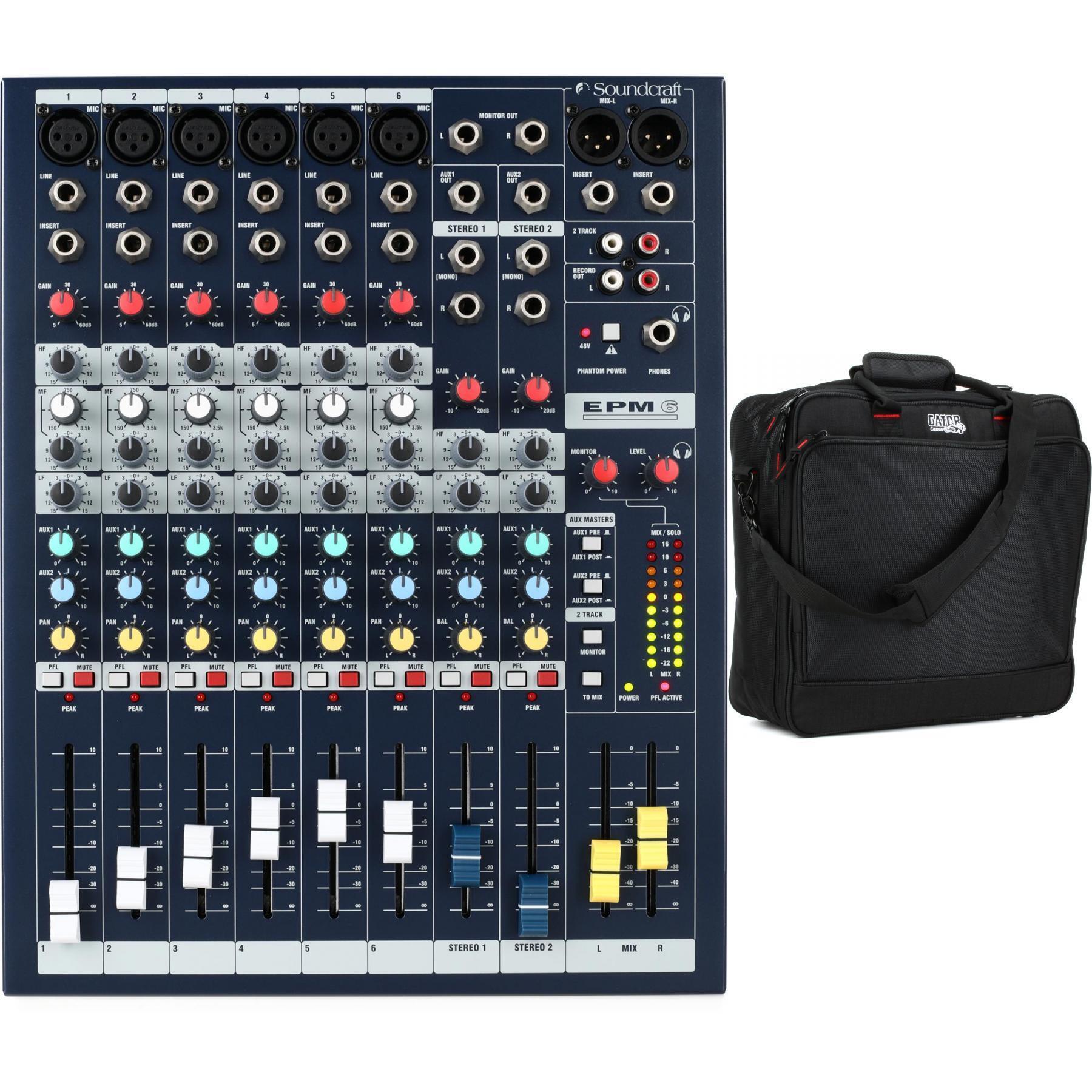 Soundcraft EPM6 8-channel Analog Mixer and Bag Bundle | Sweetwater