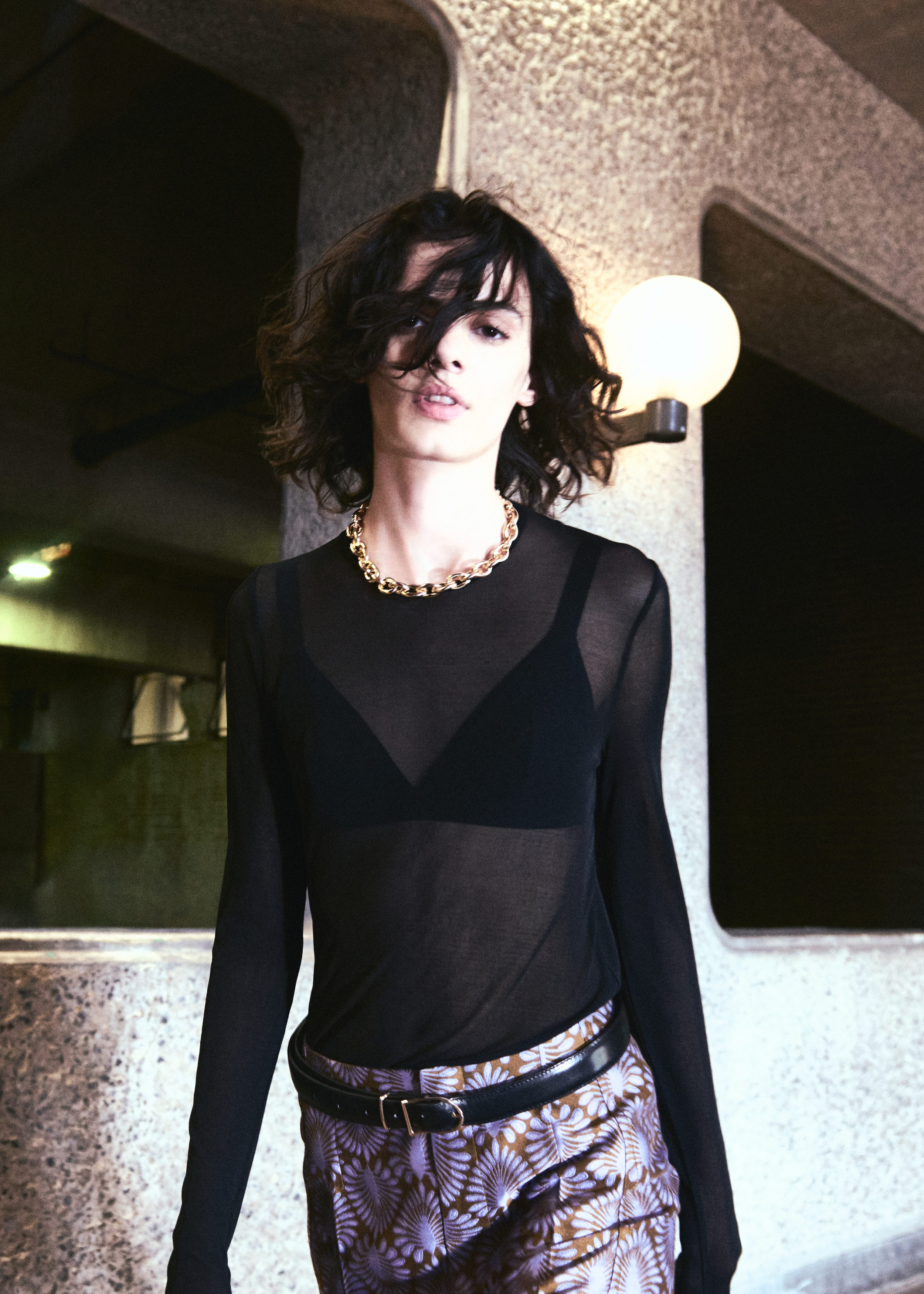 Sheer Silk Top - Black - Long sleeve tops - & Other Stories GG
