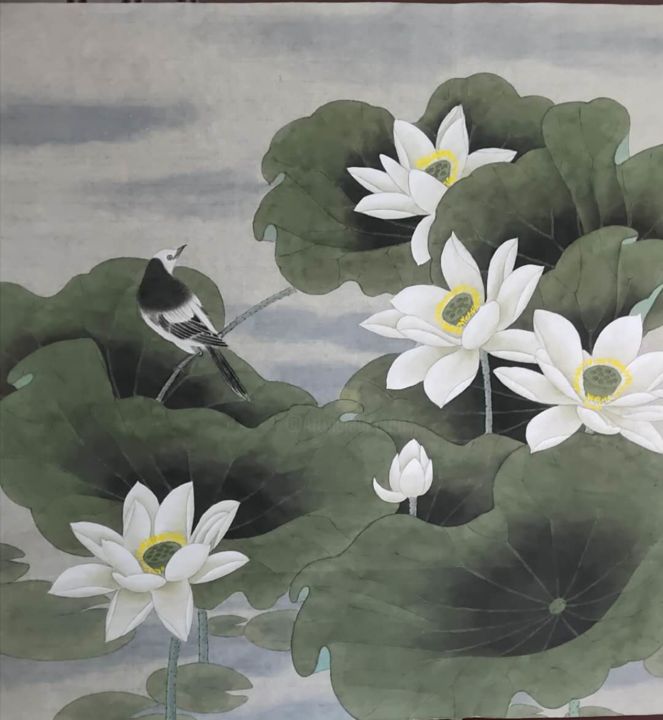 中国工笔画荷逸650*640Mm, 绘画由晋贤赵| ArtMajeur