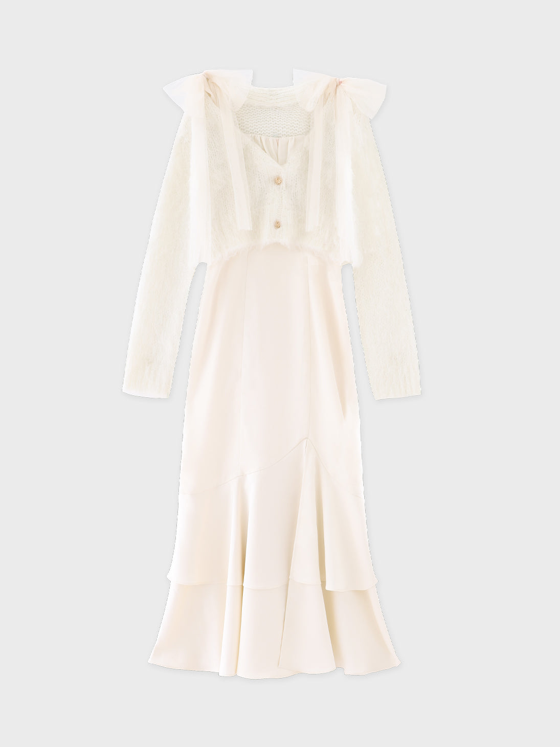 Lame shaggy knit ensemble satin onepiece(eme10557) – M me eme
