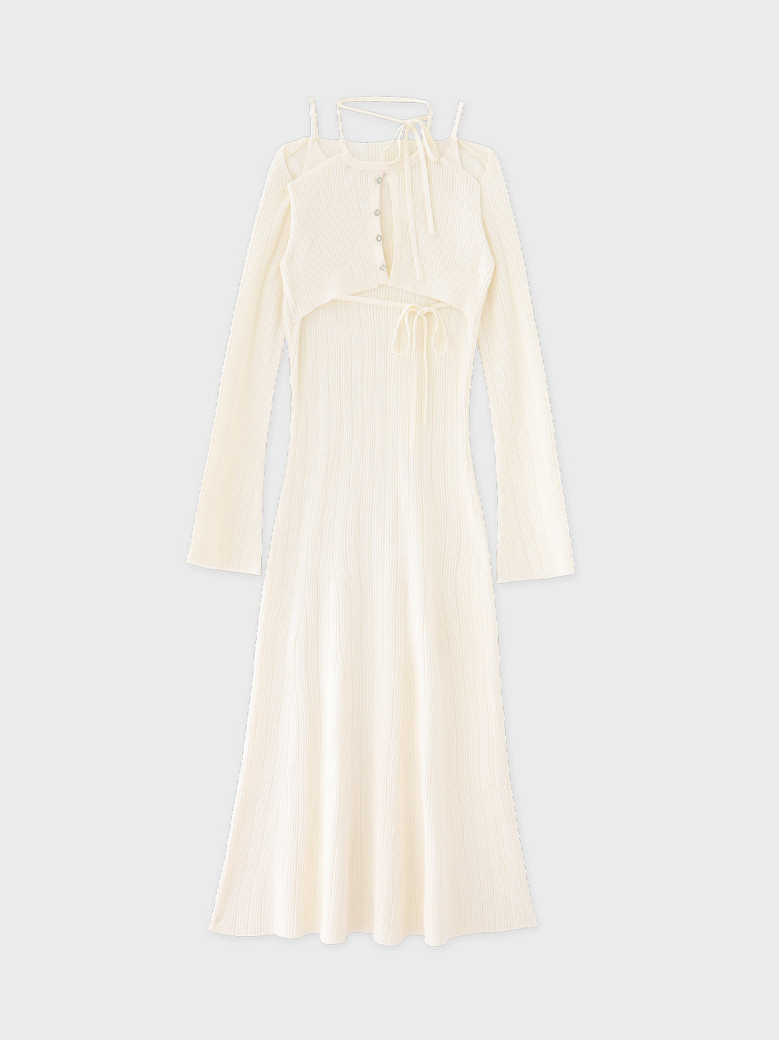Layered ribbon knit onepiece (eme10757) – M me eme