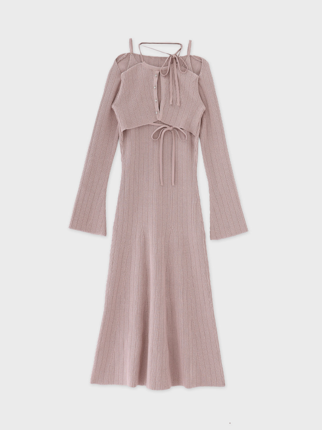 Layered ribbon knit onepiece (eme10757) – M me eme