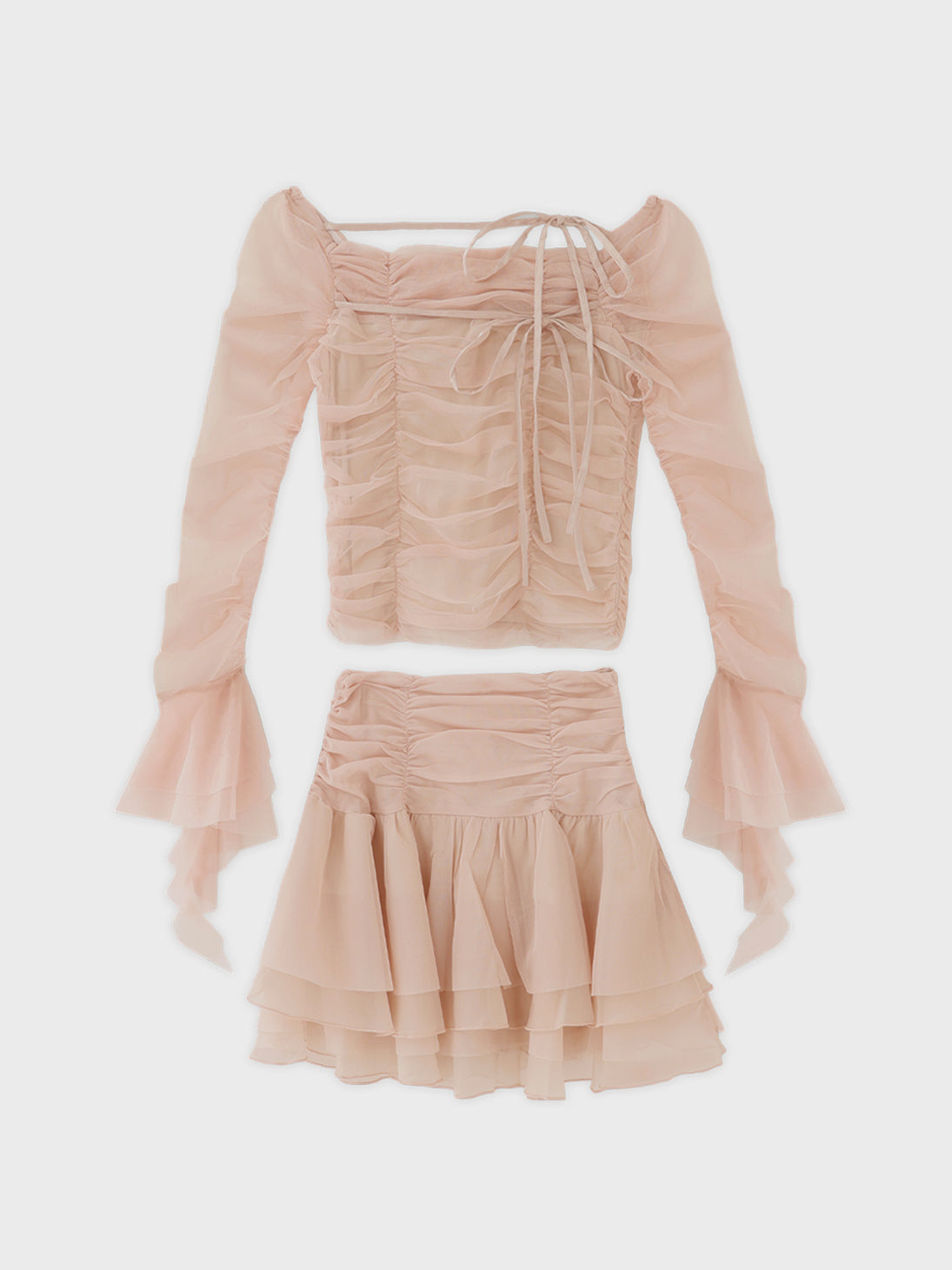 Chiffon mesh gathered setup(eme10765) – M me eme