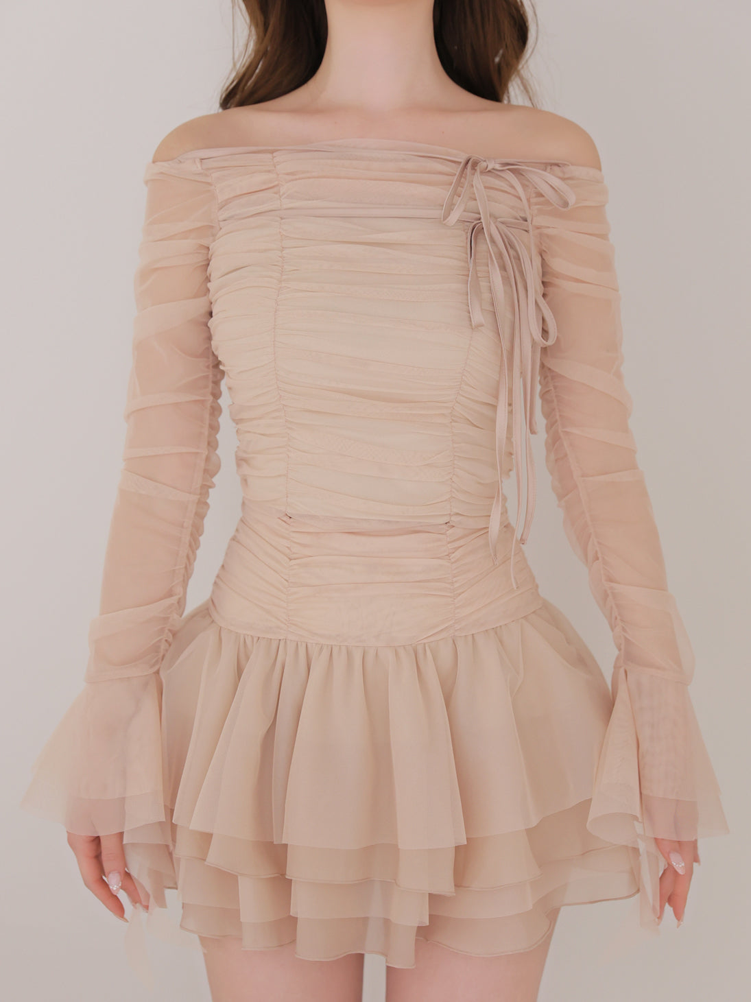 Chiffon mesh gathered setup(eme10765) – M me eme