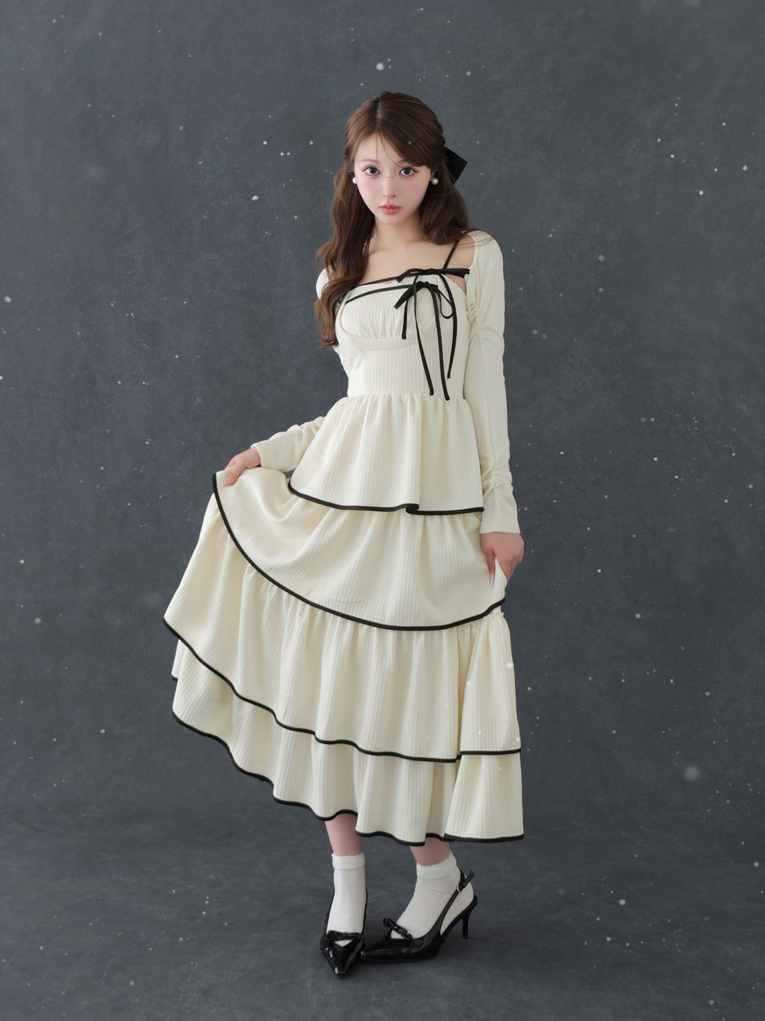 ワンピース M me eme Square neck puff mini onepiece M me eme Square