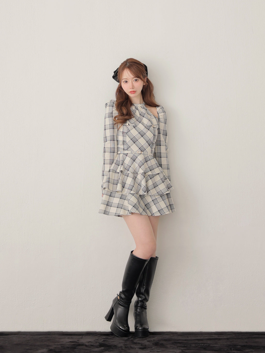 Sleeve halter check mini onepiece(eme10830) – M me eme