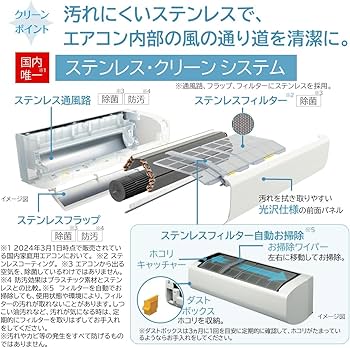 Amazon | 日立 清潔 エアコン 6畳 2.2kW RAS-W22R(W)/SET 白くまくん