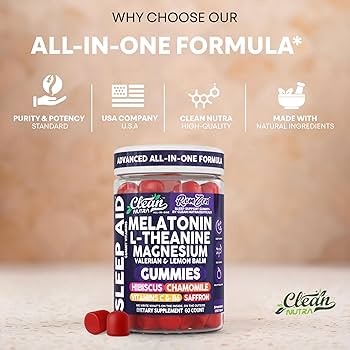Amazon.com: Clean Nutra Melatonin Gummies L Theanine Magnesium