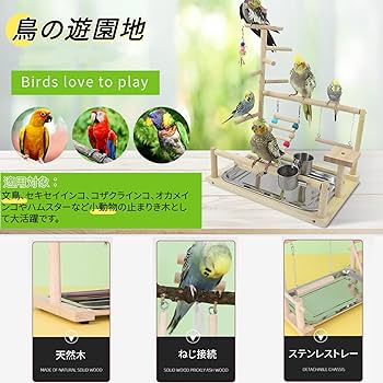 Amazon | SASATO インコ おもちゃ 止まり木 景品付き アスレチック