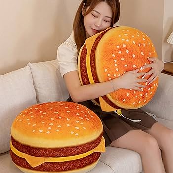 Amazon.com: LAUPVXA Large 3D Burger Plush Toy, Soft Stuffed