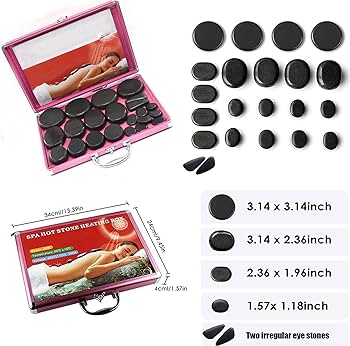 Amazon.co.jp: 16/22個ホットストーンマッサージ 暖房ボックス付き黒