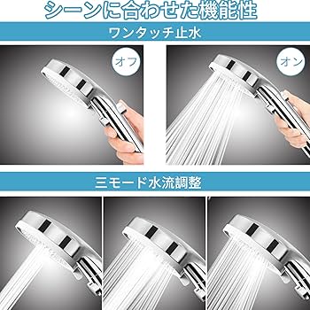 Amazon.co.jp: シャワーヘッド 節水しゃわーヘッド 最大70％節水 三