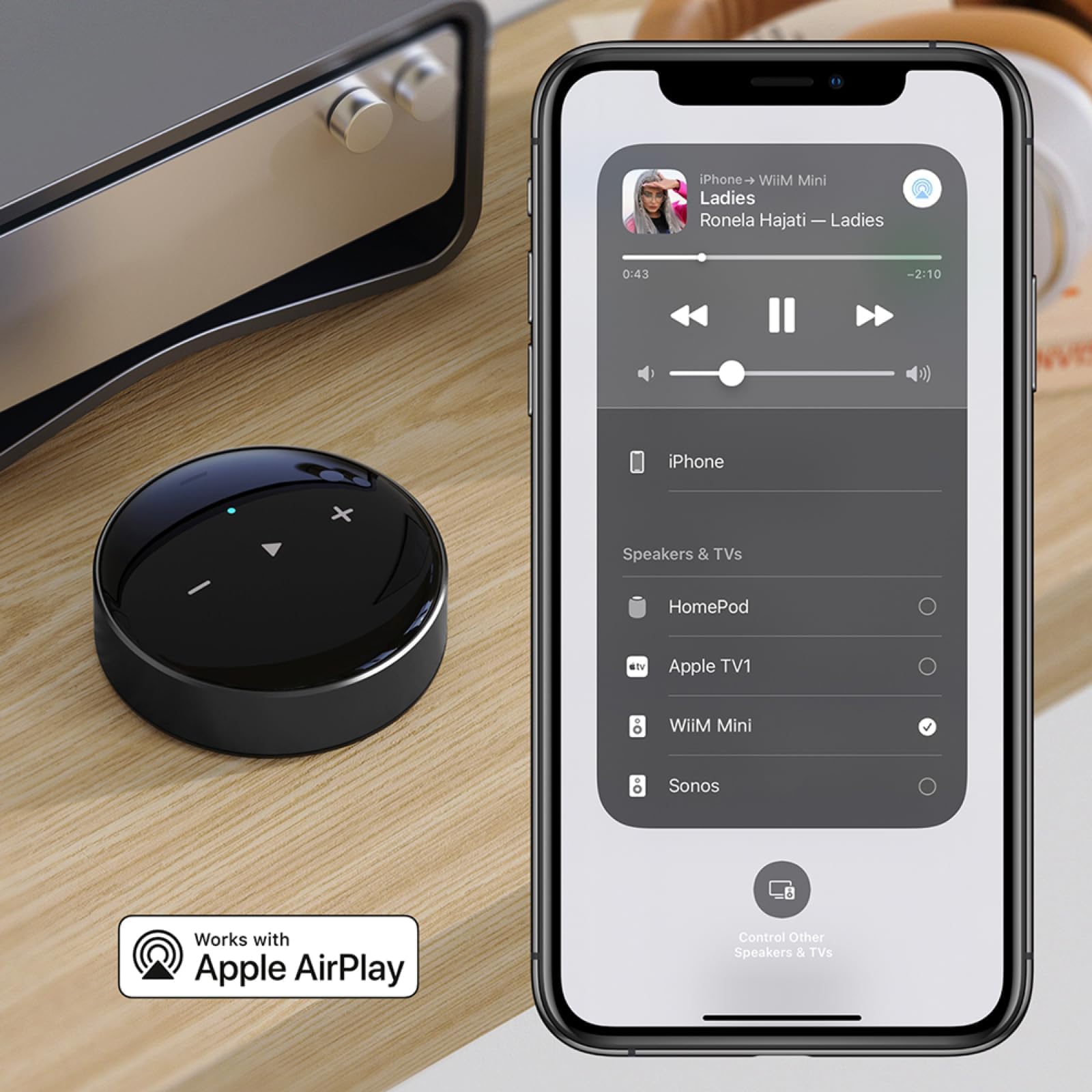 Transmissor de áudio sem fio WiiM Mini AirPlay 2, Estéreo, Pré