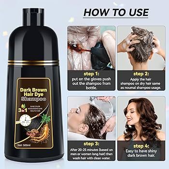 Amazon.com : YOURTONE Dark Brown Hair Dye Shampoo 3 IN 1, Hair