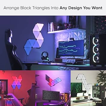 Nanoleaf Shapes Black Triangle LED Wall Lights, Smart RGBW Gaming