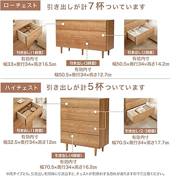 Amazon｜LOWYA ロウヤ チェスト 洋服 タンス 引き出し 木製 収納 3段