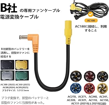 Amazon.co.jp: Tyuusei 空調作業服 バートル BURTLE 互換品 変換