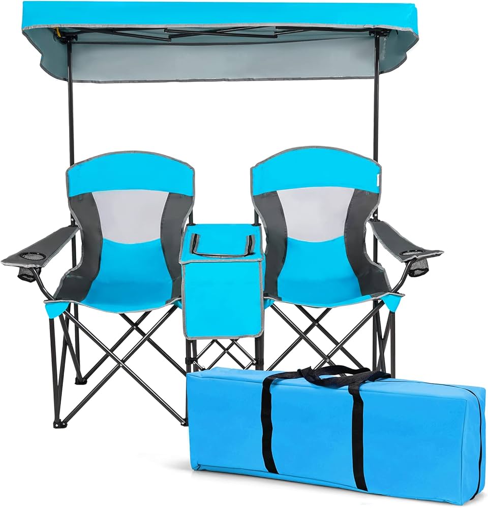 Amazon.com : S AFSTAR Double Camping Chair with Canopy, Folding