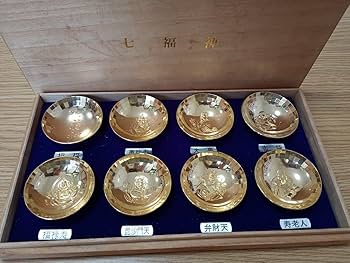 Amazon.co.jp: 七福神 金杯 24KGP 8個 (縁起物、飾り、七福神、杯) 酒