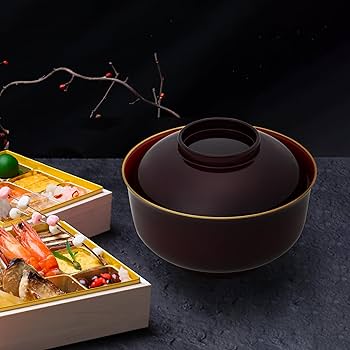 Amazon.co.jp: 【まとめ買い】5客セット 山中塗り 雑煮碗 汁椀 蓋付き